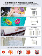 Qunature Mini Luftpumpe Elektrisch, 2 in 1 Tragbar, 5kPa & 1500mAh Akku White