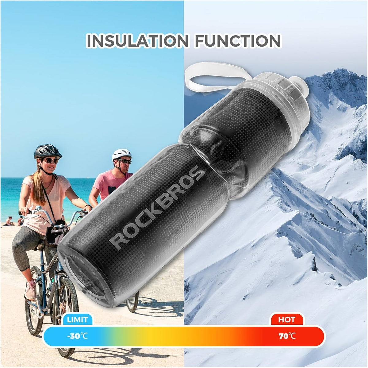 ROCKBROS Fahrrad Trinkflasche 670ML, Auslaufsicher BPA-frei Leicht Roubust