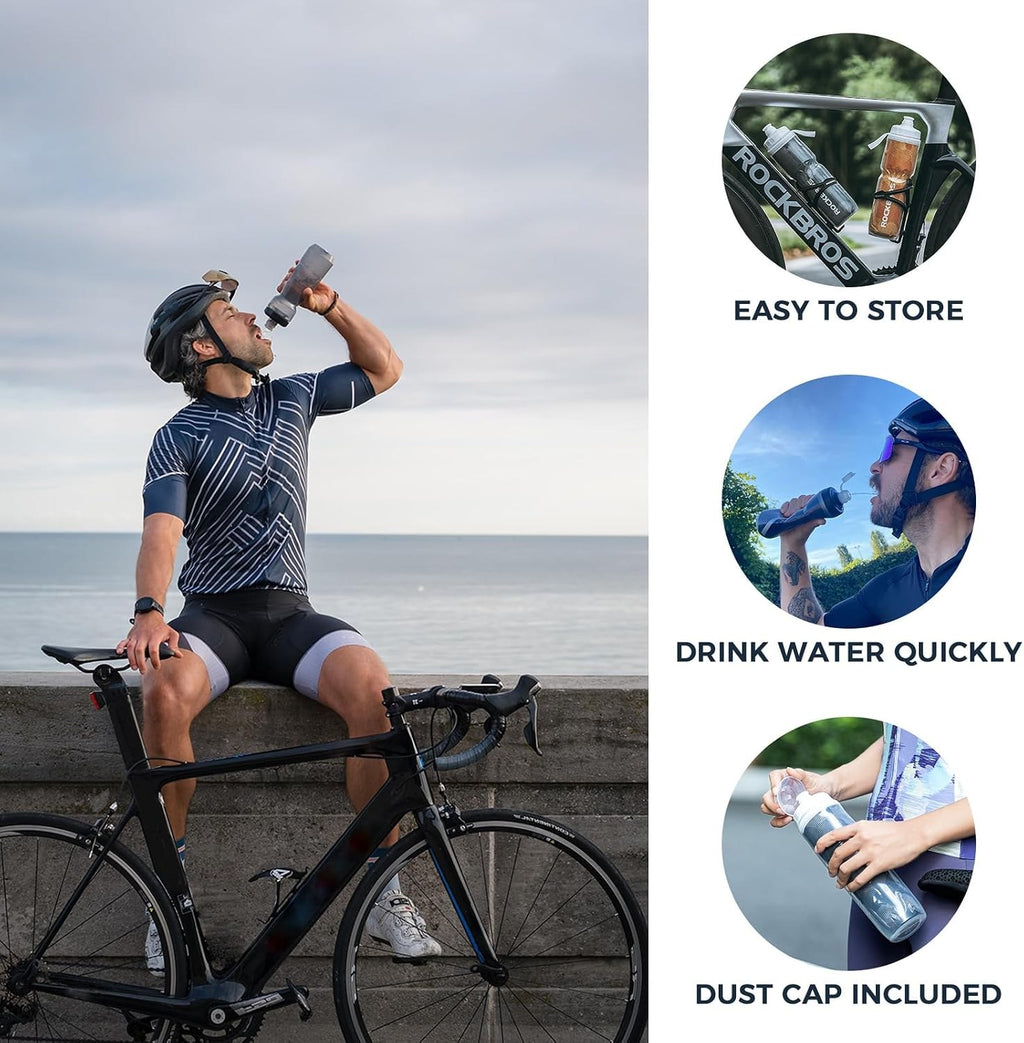 ROCKBROS Fahrrad Trinkflasche 670ML, Auslaufsicher BPA-frei Leicht Roubust