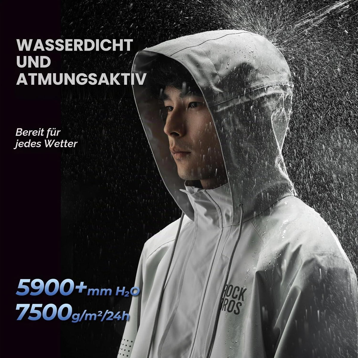 ROCKBROS Regenjacke für Herren Damen Black