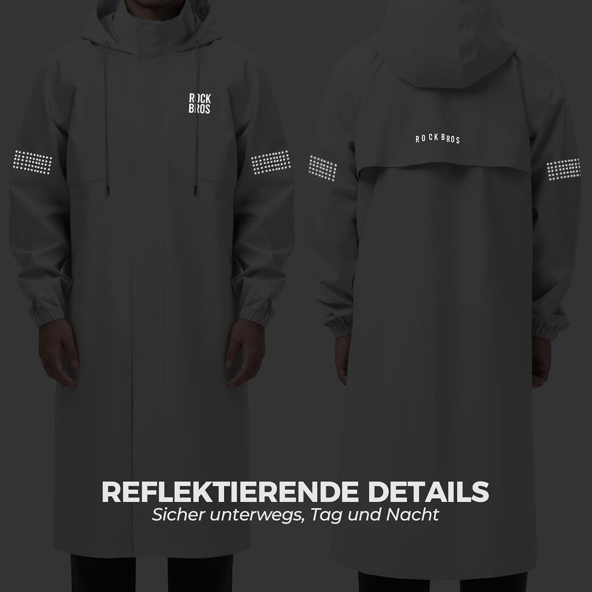 ROCKBROS Regenjacke für Herren Damen Black