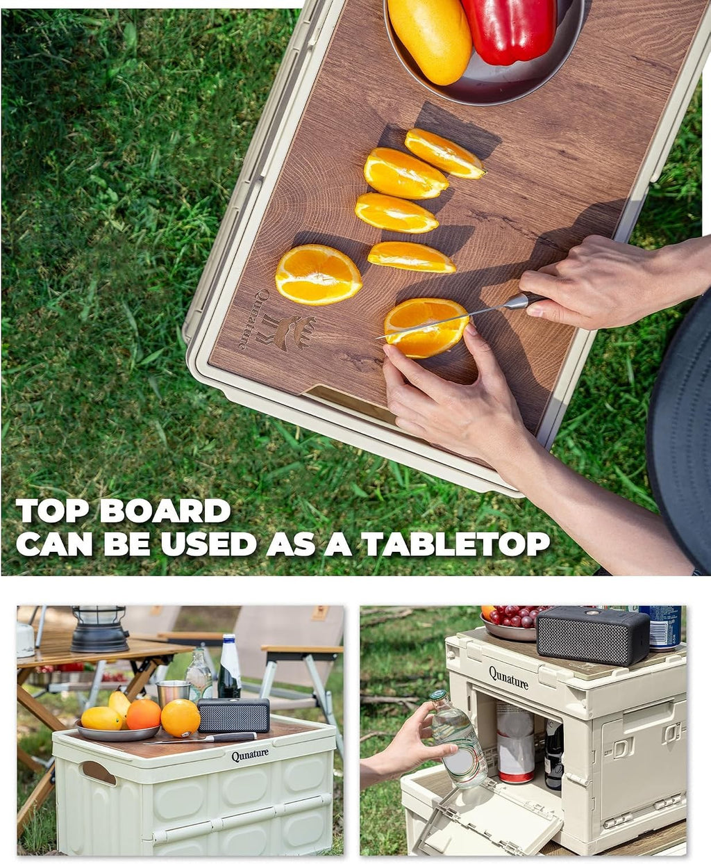 Qunature Campingbox Faltbare, Aufbewahrungsbox mit Deckel 30L, Klappbox