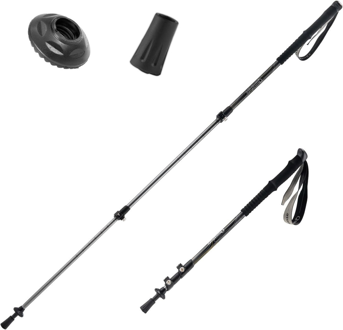 Qunature Wanderstöcke Aluminium Ultraleicht, Verstellbar 62–135 cm Teleskop Black