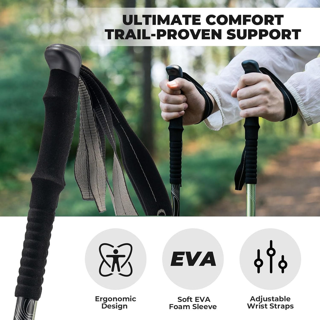 Qunature Wanderstöcke Aluminium Ultraleicht, Verstellbar 62–135 cm Teleskop Black