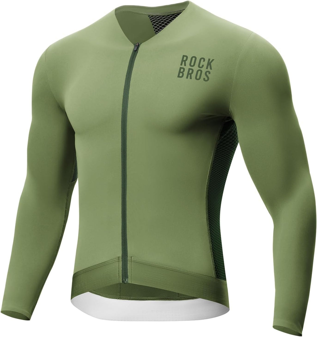 ROCKBROS Fahrradtrikot Radtrikot Langarm Herren, Atmungsaktiv Taupe