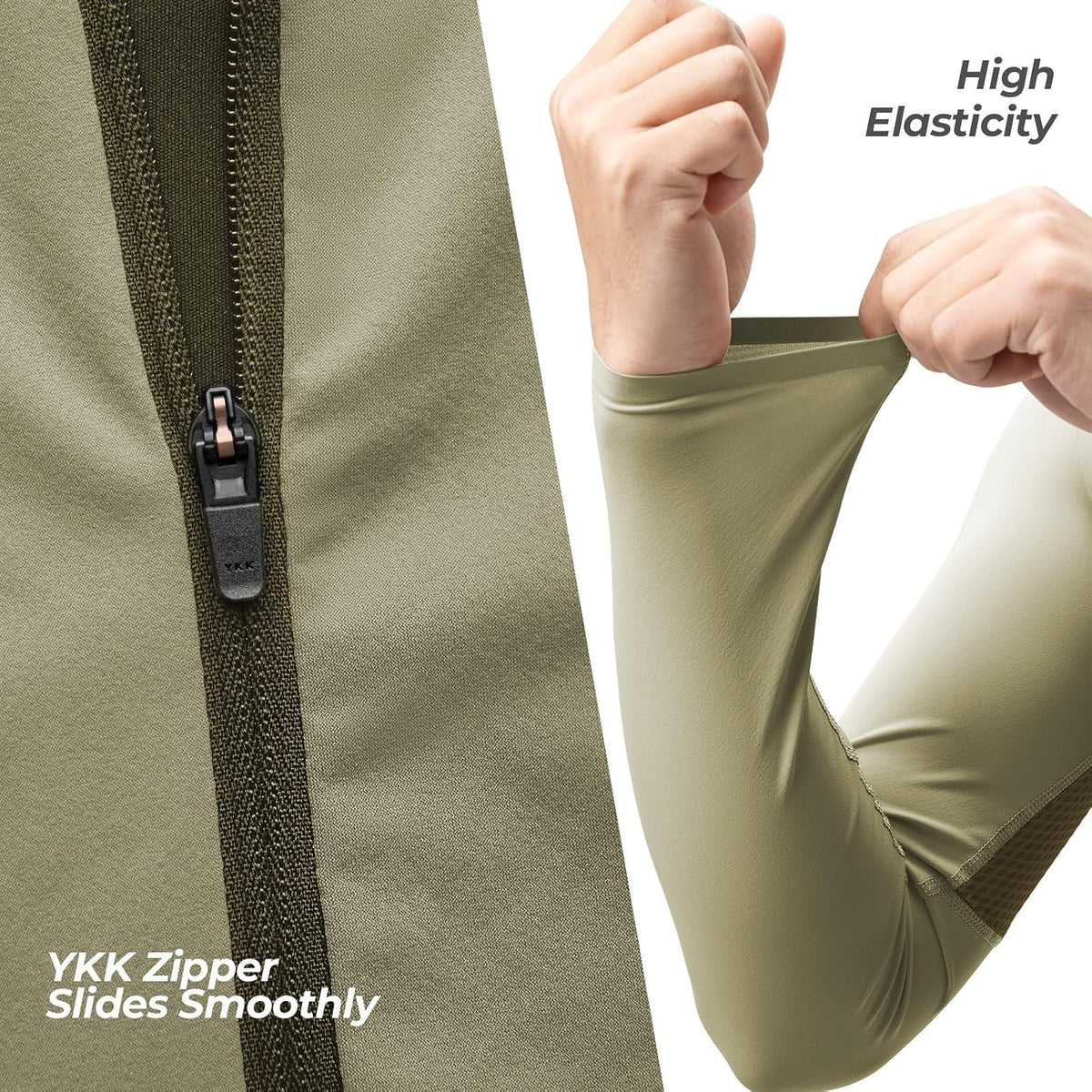 ROCKBROS Fahrradtrikot Radtrikot Langarm Herren, Atmungsaktiv Taupe