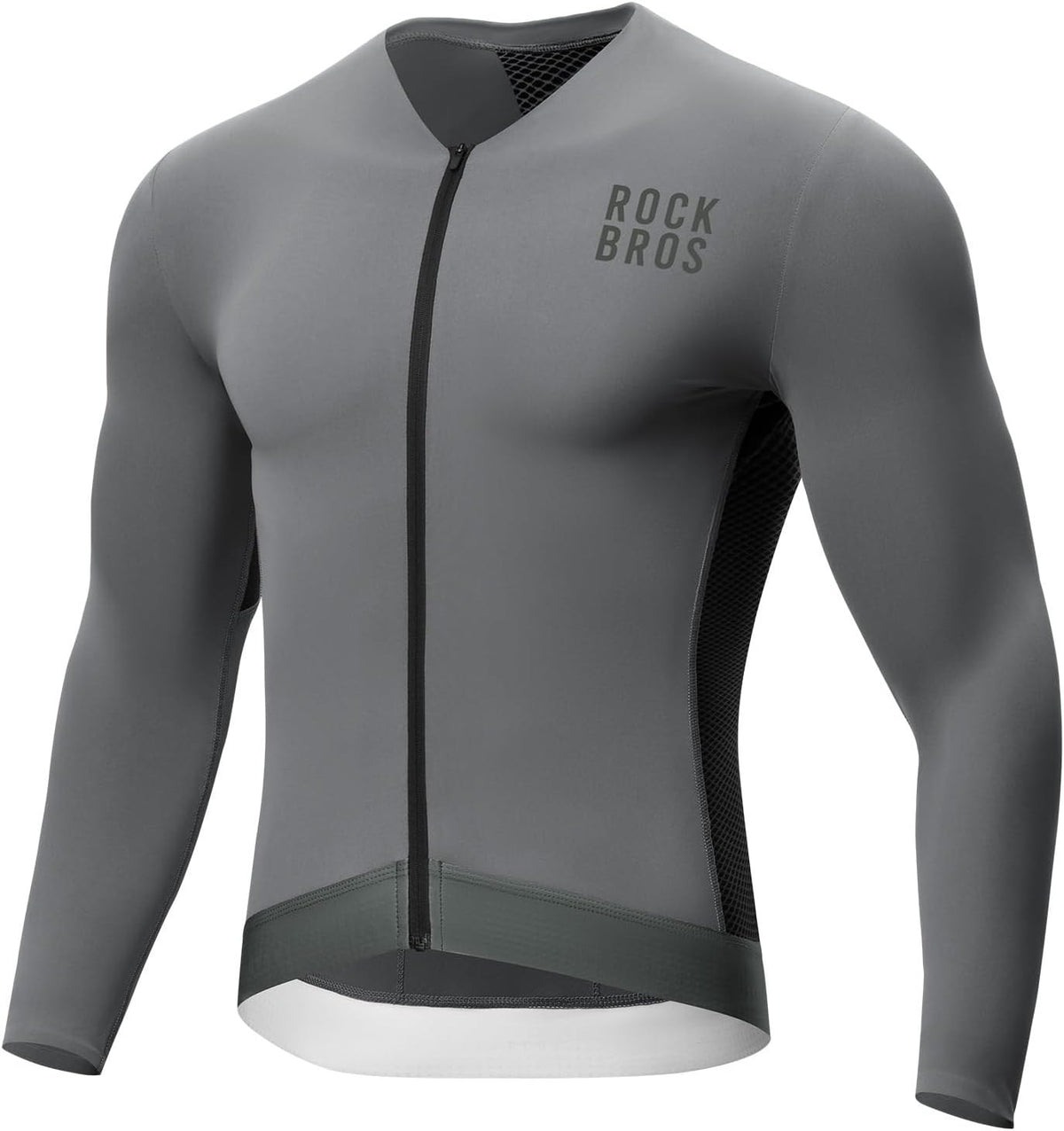 ROCKBROS Fahrradtrikot Radtrikot Langarm Herren, Atmungsaktiv Taupe