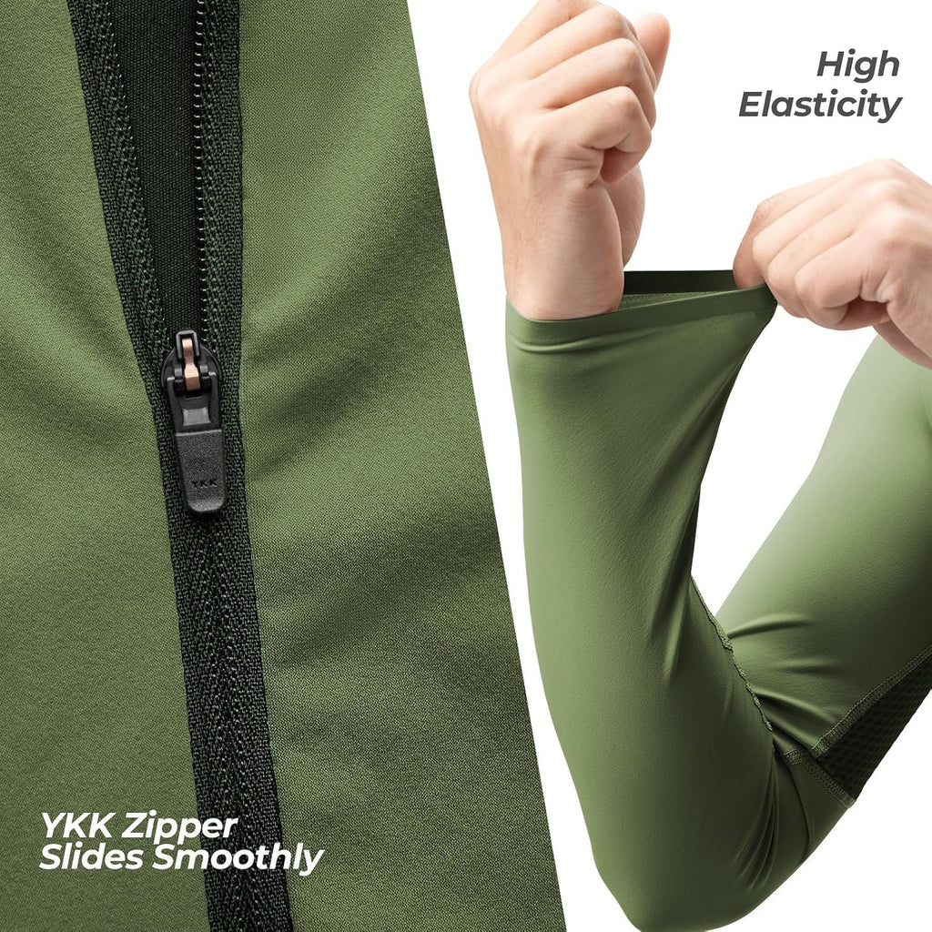 ROCKBROS Fahrradtrikot Radtrikot Langarm Herren, Atmungsaktiv Dark Green