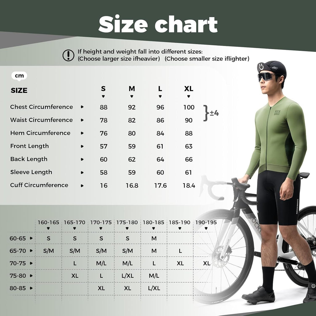 ROCKBROS Fahrradtrikot Radtrikot Langarm Herren, Atmungsaktiv Dark Green