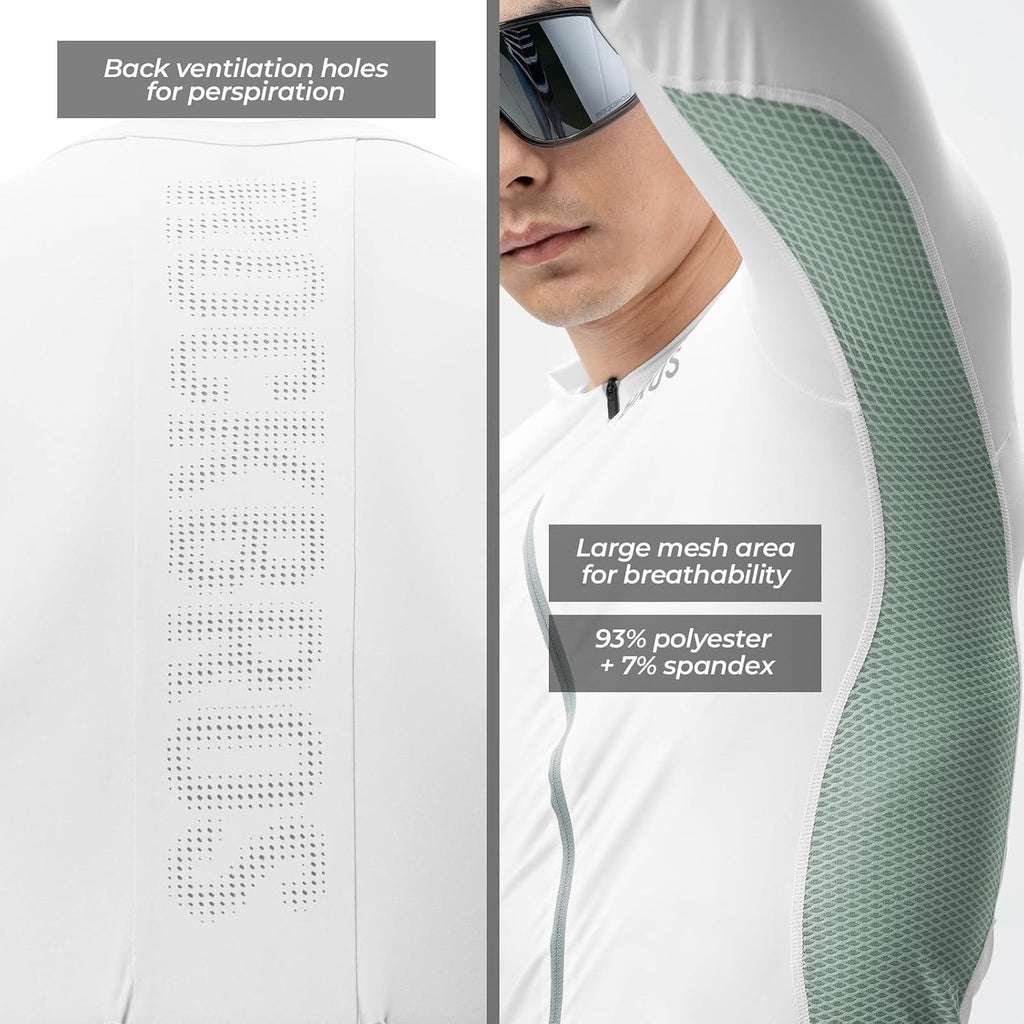 ROCKBROS Fahrradtrikot Radtrikot Langarm Herren, Atmungsaktiv White