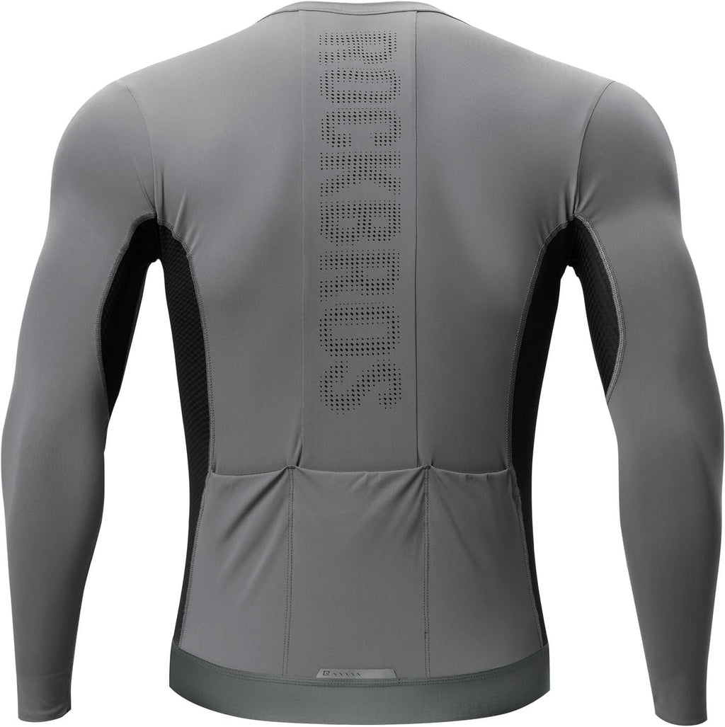 ROCKBROS Fahrradtrikot Radtrikot Langarm Herren, Atmungsaktiv Dark Grey