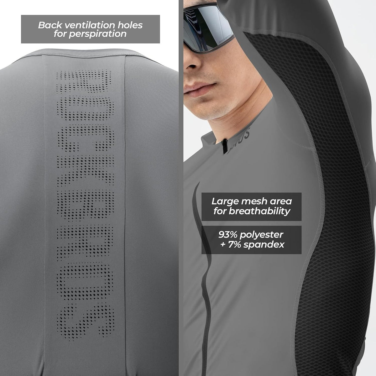 ROCKBROS Fahrradtrikot Radtrikot Langarm Herren, Atmungsaktiv Dark Grey