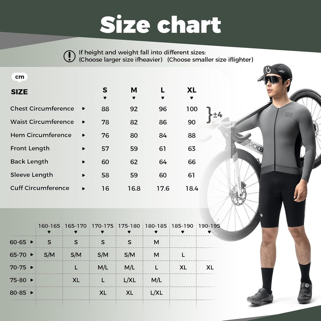 ROCKBROS Fahrradtrikot Radtrikot Langarm Herren, Atmungsaktiv Dark Grey