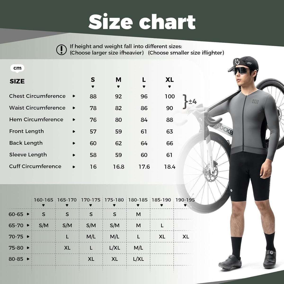ROCKBROS Fahrradtrikot Radtrikot Langarm Herren, Atmungsaktiv Dark Grey
