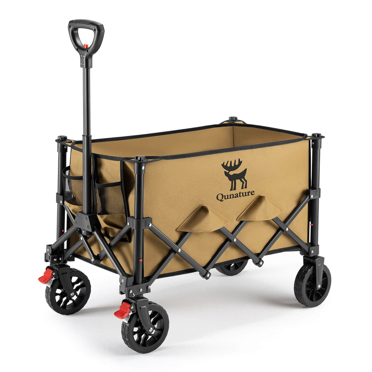 Qunature Bollerwagen faltbar mit Bremse, 120 L – Khaki; Herstelleraufnahme