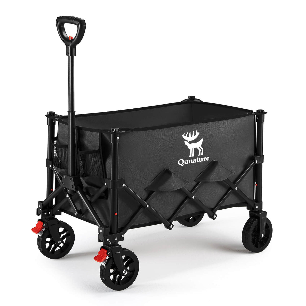 Qunature Bollerwagen faltbar mit Bremse, 120 L – Schwarz; Herstelleraufnahme