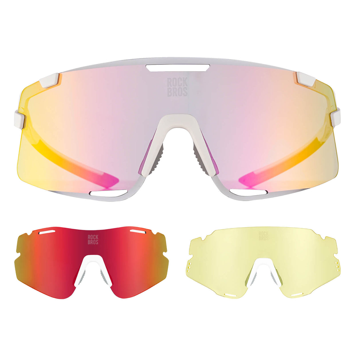ROCKBROS Road to Sky Überbrille polarisiert – Weiß/Pink; Herstelleraufnahme