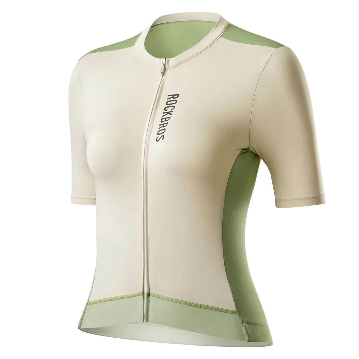 ROCKBROS Fahrradtrikot atmungsaktiv Kurzarm Damen – Aprikose/Grün; Herstelleraufnahme