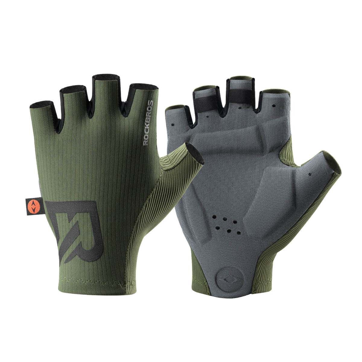 ROCKBROS Halbfinger-Handschuhe, gepolstert – Grün; Herstelleraufnahme