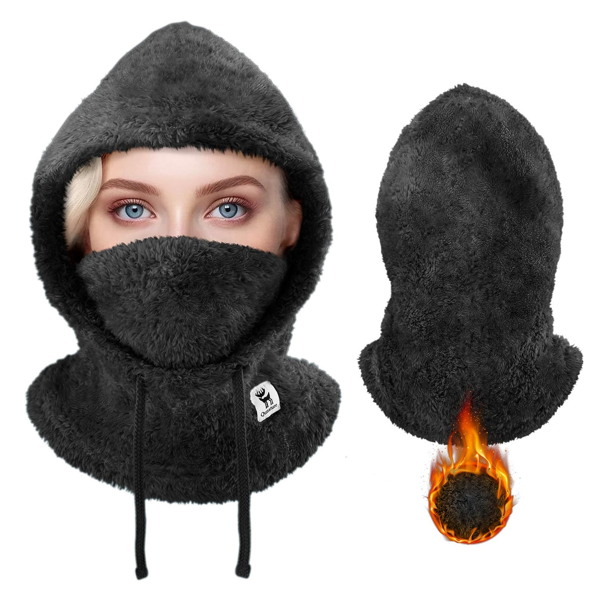 Qunature Sturmhaube Thermo, winddicht – Schwarz; Herstelleraufnahme