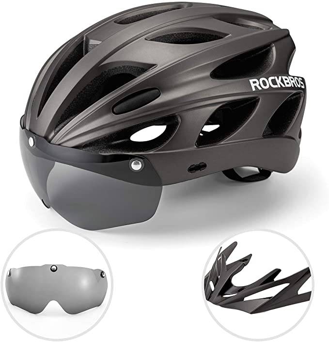 ROCKBROS Fahrradhelm mit Visier, 58–61 cm – Titanfarben; Herstelleraufnahme