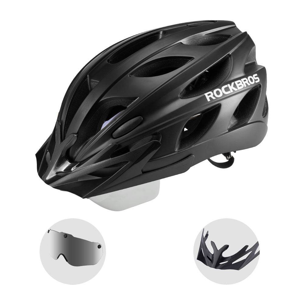 ROCKBROS Fahrradhelm mit Visier, 58–61 cm – Schwarz/Gelb/Rot/Titanfarben; Herstelleraufnahme
