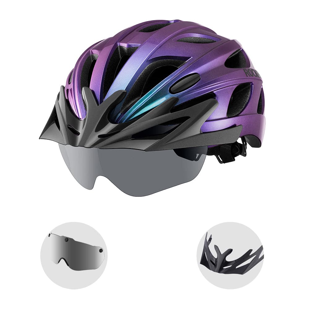 ROCKBROS Fahrradhelm mit Visier, 58–61 cm – Violett-Verlauf; Herstelleraufnahme